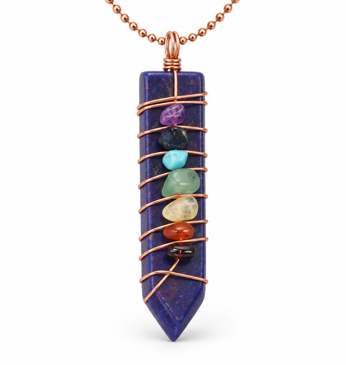 Lapis Lazuli Seven Chakra Copper Necklace