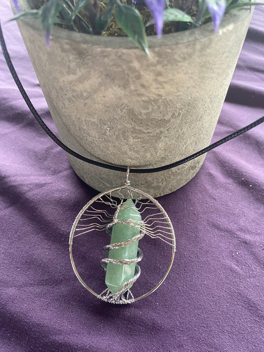 Custom wire wrap healing crystal necklace