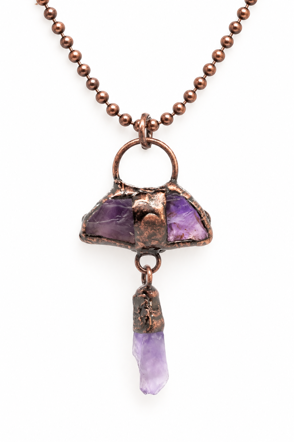 Double Amethyst Copper Statement Necklace