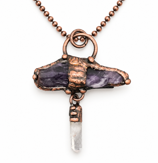 Amethyst & Clear Quartz Copper Necklace