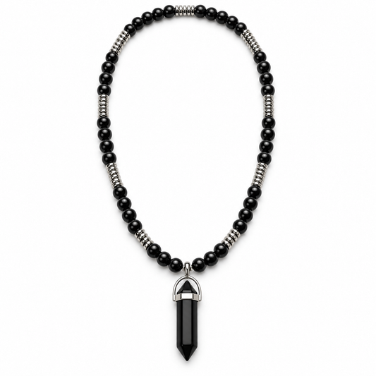 ✨ Black Obsidian Protection Point Necklace — Strength & Grounding