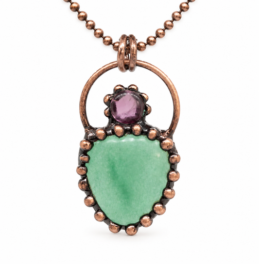 Green Aventurine & Amethyst Copper Necklace