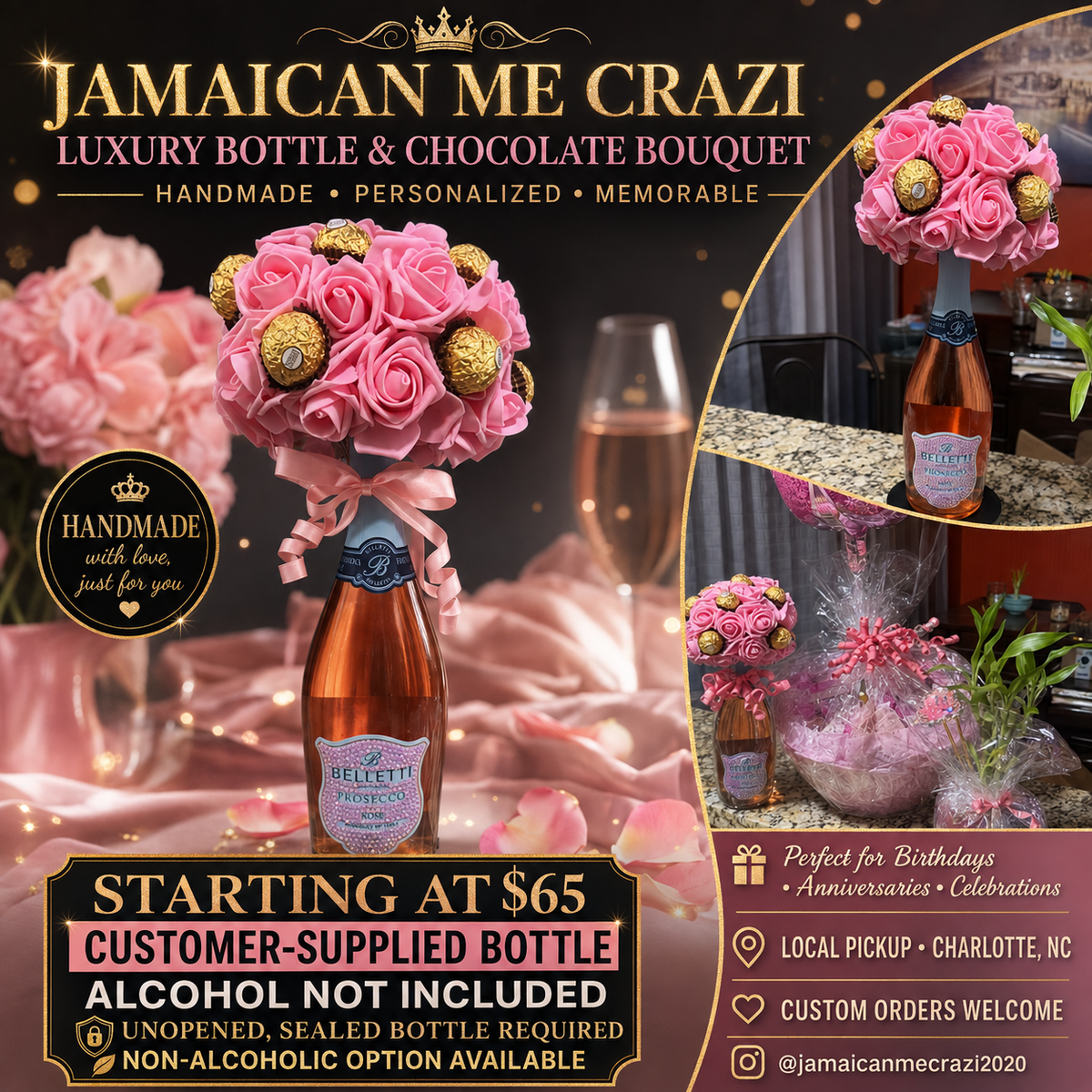 Luxury Bottle & Chocolate Bouquet