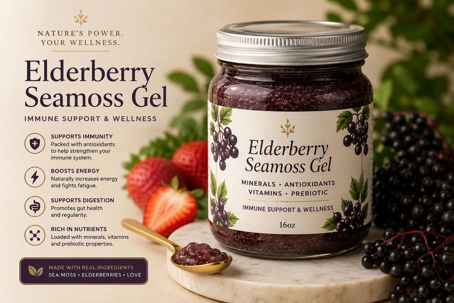🍇 Elderberry Seamoss Gel — Immune Support Blend