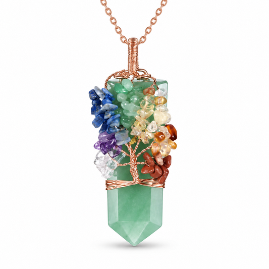 ✨ Seven Chakra Tree of Life Crystal Necklace — Balance & Alignment