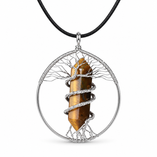 🌳 Crystal Point Tree of Life Necklace — Love, Confidence & Grounding