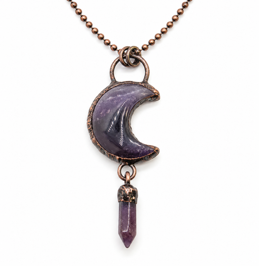 Amethyst Crescent Moon Copper Necklace